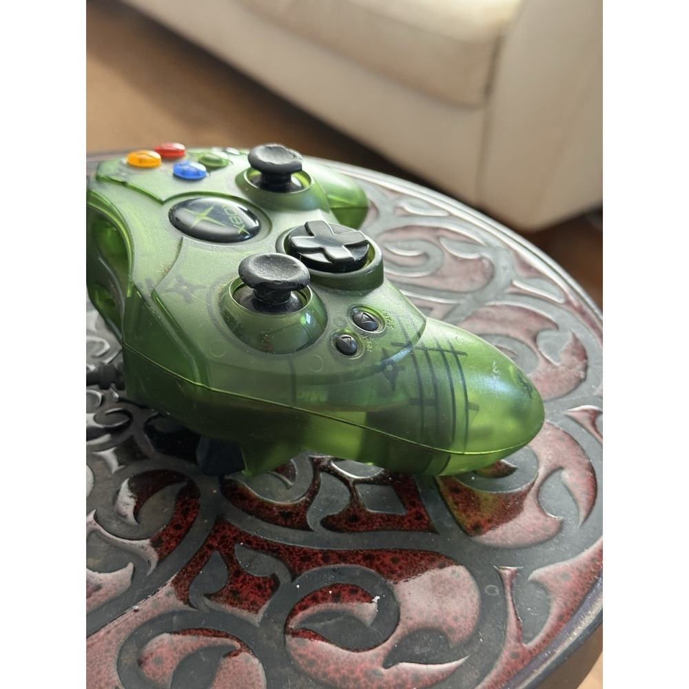 Original Microsoft Xbox Slim Green Halo Controller! ~ Works Great! ~ Authentic! - Picture 6 of 6